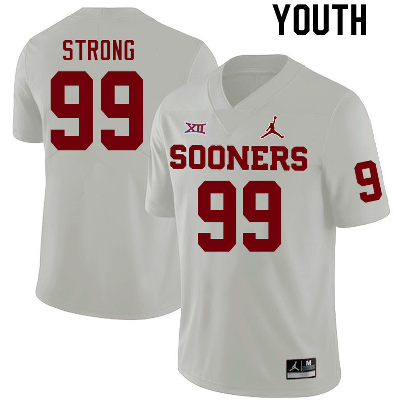 Youth #99 Markus Strong Oklahoma Sooners College Football Jerseys Stitched Sale-White - Click Image to Close